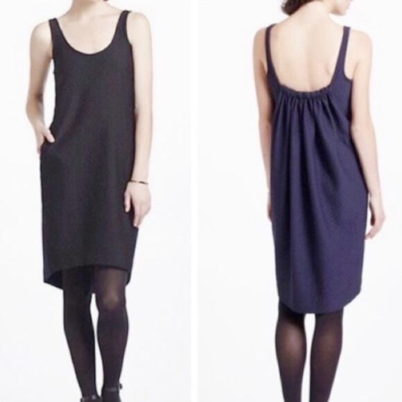 Maeve Anthropologie Sidelong Seared Black & Navy Blue Tunic Slip Dress Small S - Picture 1 of 10